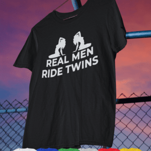 Real Men Ride Twins Bikers Funny Adult Humour t-shirt